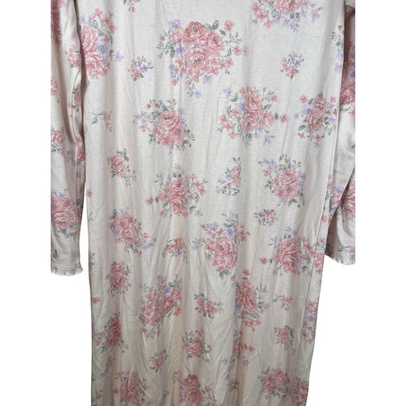 Miss Elaine Nightgown Womens Sz M Pink Floral Lace Long Sleeve Cottage Prairie - Picture 11 of 12